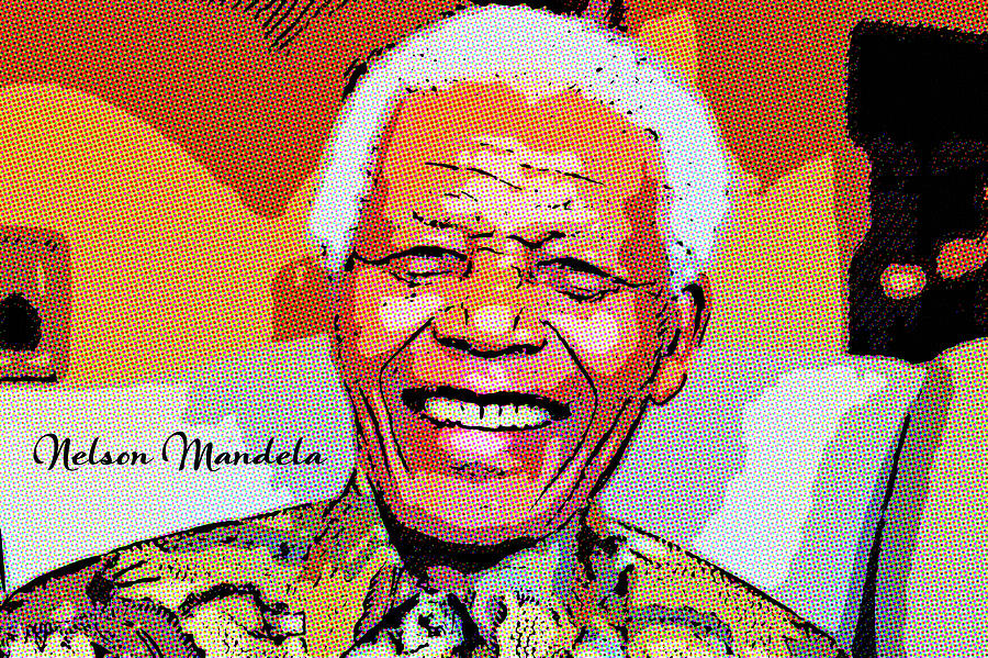 Nelson Mandela Mixed Media - Portrait of Nelson Mandela #2 by Alain De Maximy