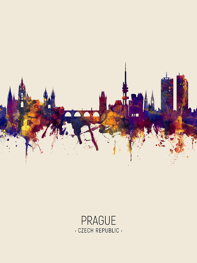 Prague Czech Republic Skyline #2 Digital Art by Michael Tompsett