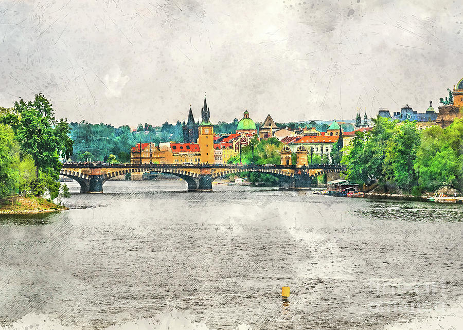 Praha city art #2 Digital Art by Justyna Jaszke JBJart