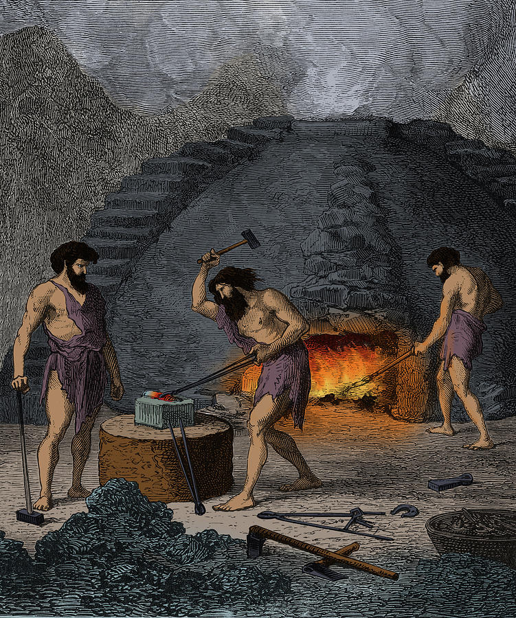 Prehistoric Man, Iron Age Blacksmiths Photograph by Science Source