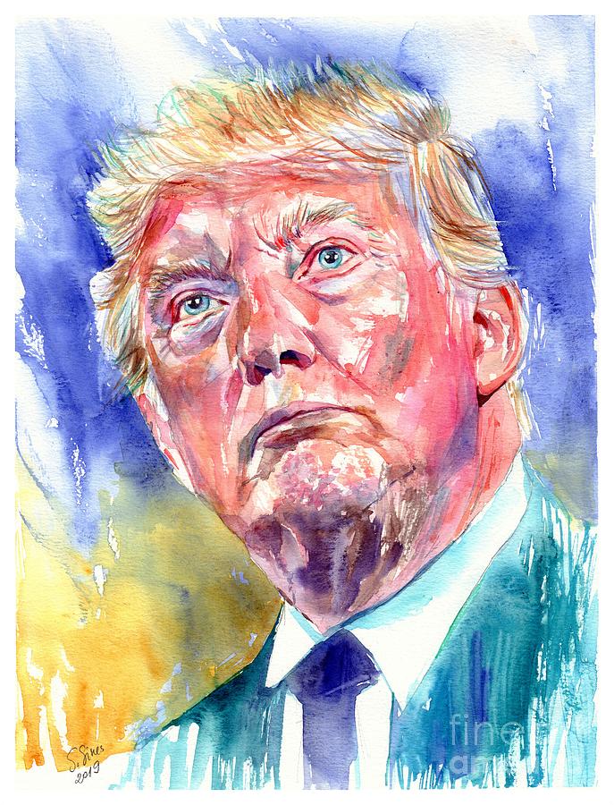 Donald Trump Painting - President Donald Trump portrait #2 by Suzann Sines