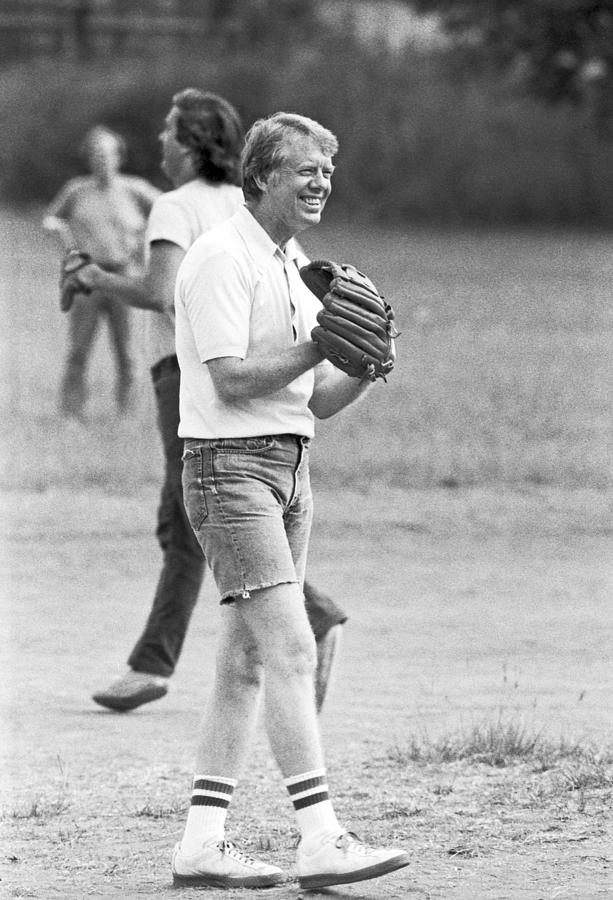 Baseball Photograph - President Jimmy Carter At Softball #2 by Photo File