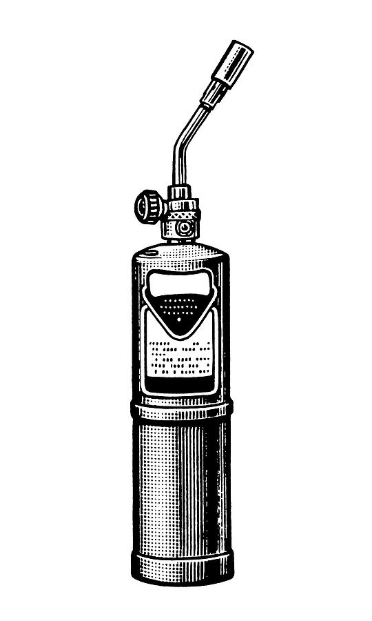 Black And White Drawing - Propane Torch #2 by CSA Images