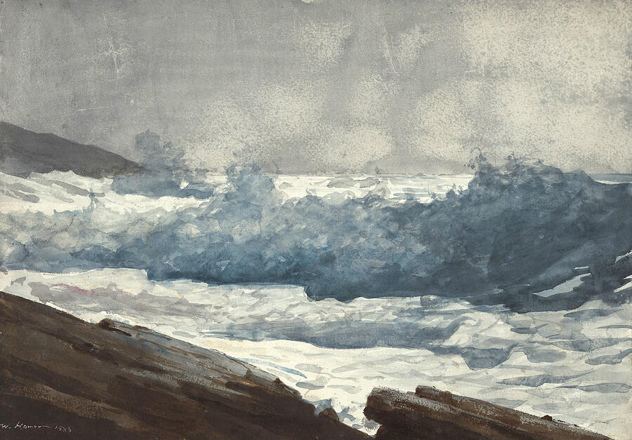 Prouts Neck, Breakers, from 1883 Drawing by Winslow Homer