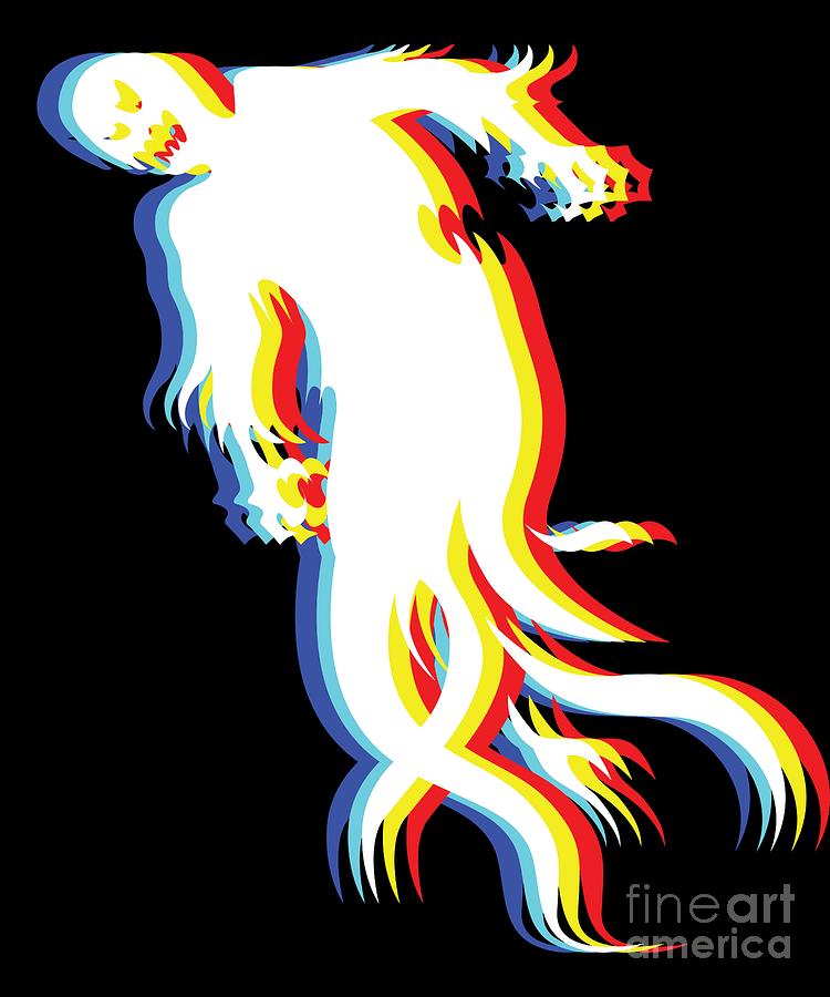 Psychedelic Ghost Ghouls Spirits Hunters Trippy Hippy Simple Halloween Costume Idea Psy Trance Music Digital Art by Martin Hicks
