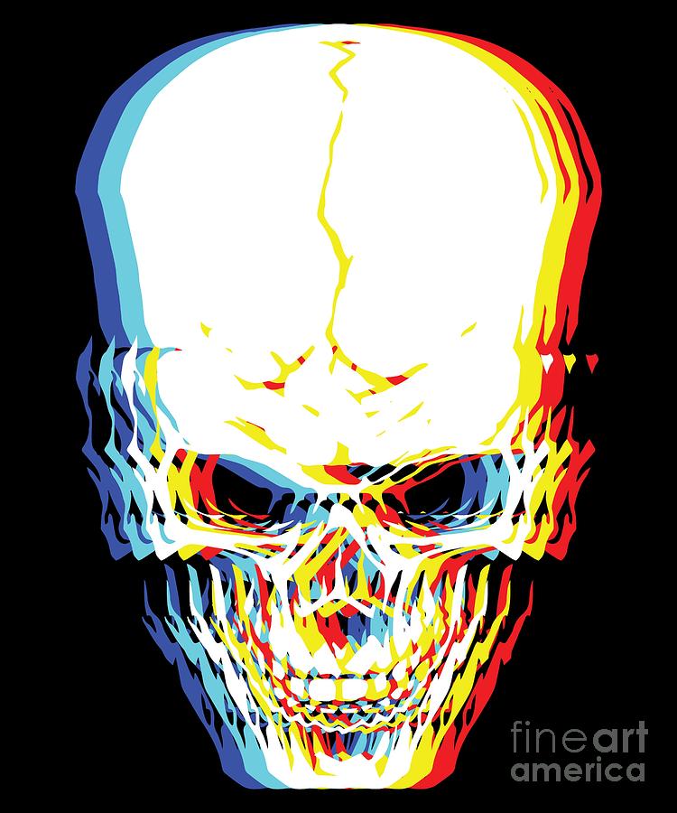 Psychedelic Skeleton Simple Halloween Costume Idea Scary Bone Collector Gift Skull Trippy Retro #1 Digital Art by Martin Hicks