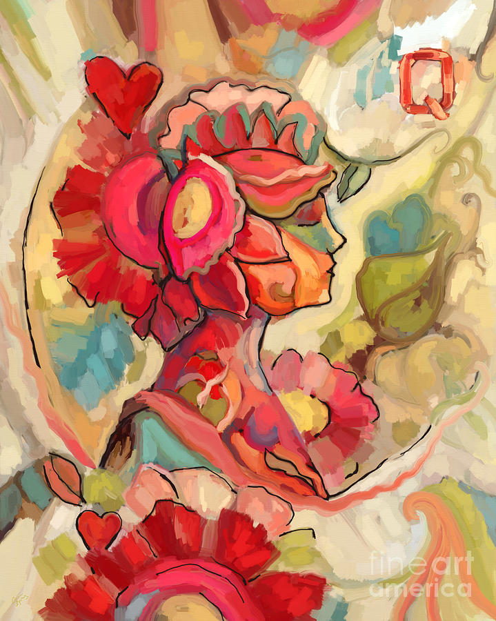 Queen of Hearts #2 Painting by Carrie Joy Byrnes
