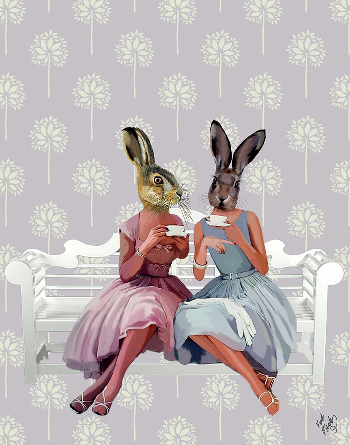 Animal Painting - Rabbit Chat #2 by Fab Funky