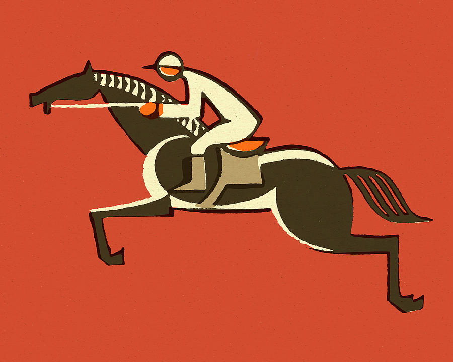 Sports Drawing - Racing Horse #2 by CSA Images
