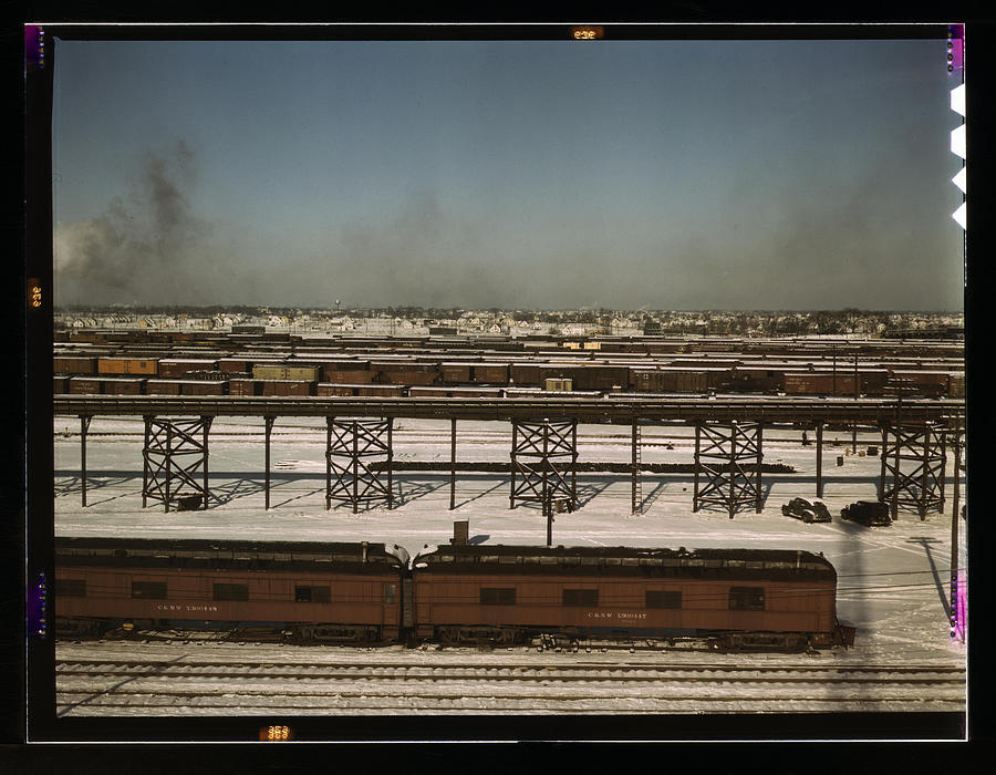 Winter Painting - Railroad classification yard #2 by Delano, Jack