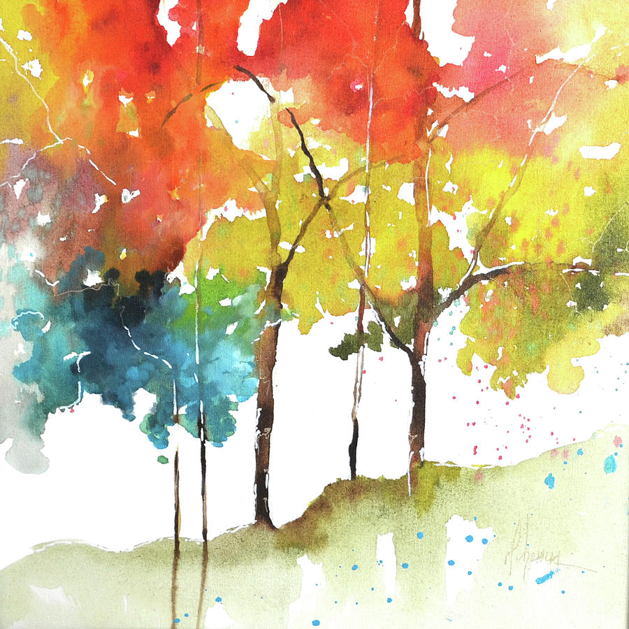 Rainbow Trees II #2 Painting by Leticia Herrera