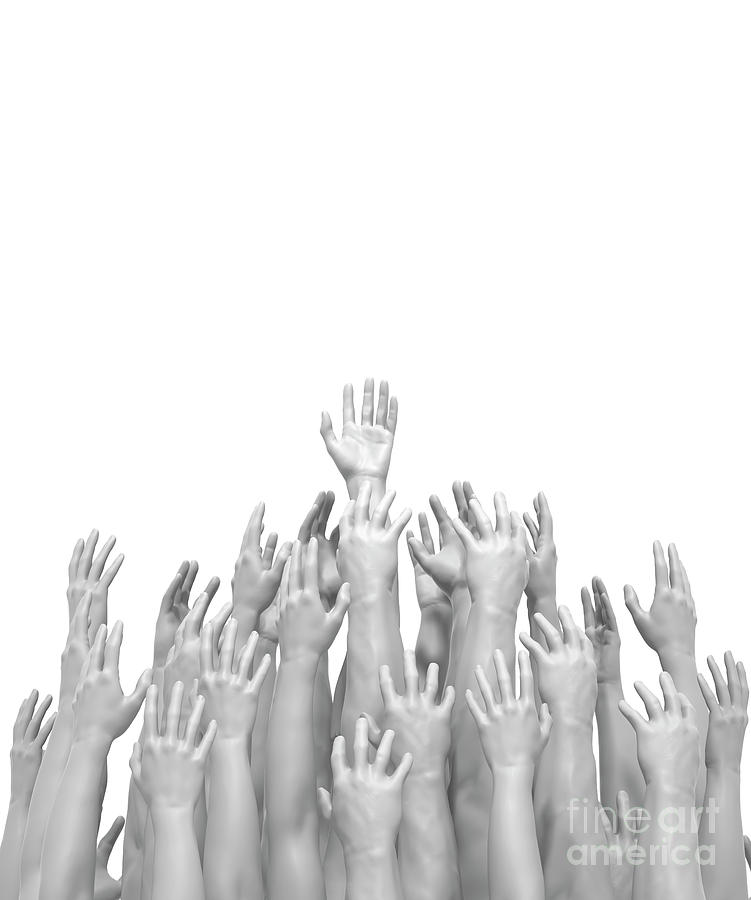 Raised Hands Conceptual Illustration. #2 Photograph by David Parker/science Photo Library