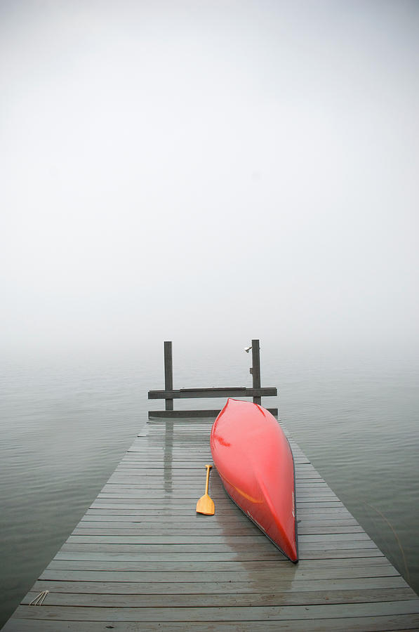 Red Canoe On Dock Photograph by Zia Soleil Red Canoe On Dock Photograph by Zia Soleil