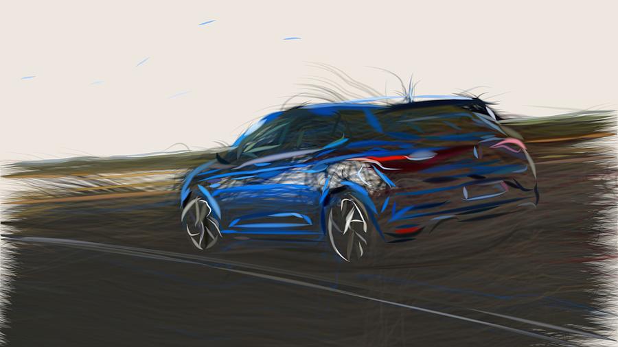 Renault Megane GT Draw #3 Digital Art by CarsToon Concept