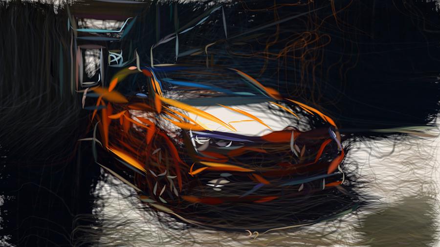 Renault Megane RS Drawing #3 Digital Art by CarsToon Concept