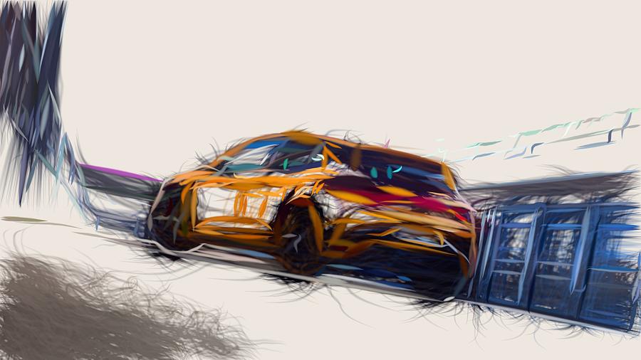 Renault Megane RS Trophy Drawing #3 Digital Art by CarsToon Concept