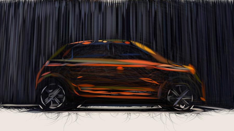 Renault Twingo GT Drawing #3 Digital Art by CarsToon Concept