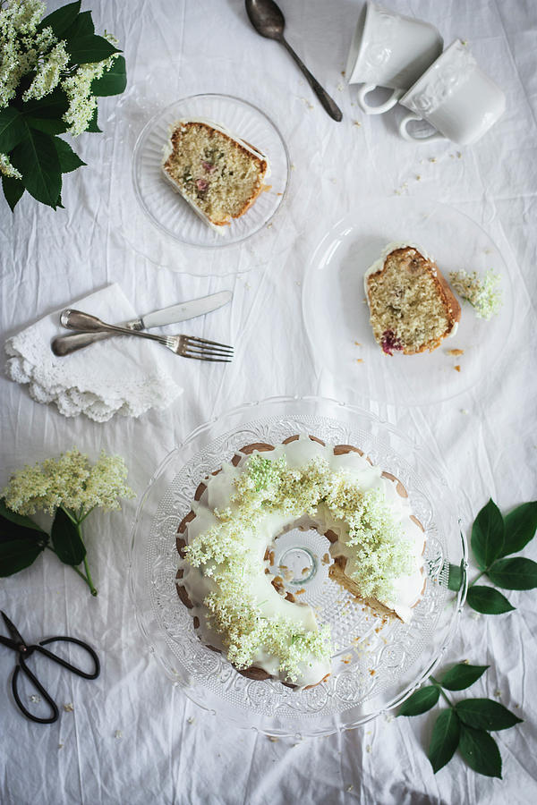 Rhubarb Elderflower Bundt Cake With White Chocolate Glaze #2 Photograph ...