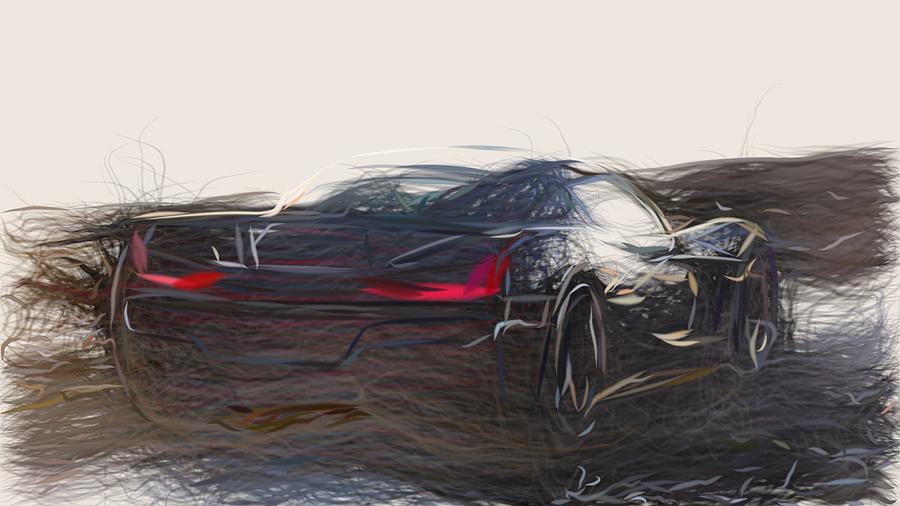Rimac C Two Drawing #3 Digital Art by CarsToon Concept