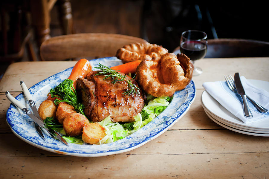 Roast Beef With Yorkshire Puddings And Vegetables england #2 Photograph by William Reavell