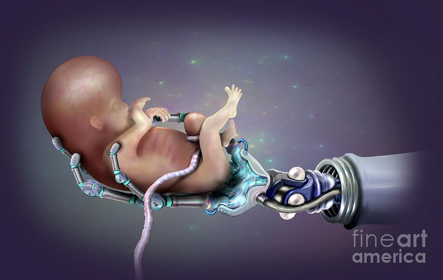 Robot Holding A Developing Human Foetus #2 Photograph by Keith Chambers/science Photo Library