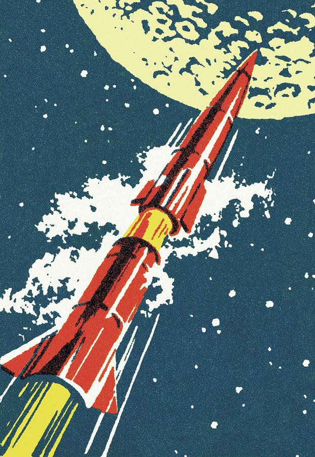 Science Fiction Drawing - Rocket in Outer Space #2 by CSA Images