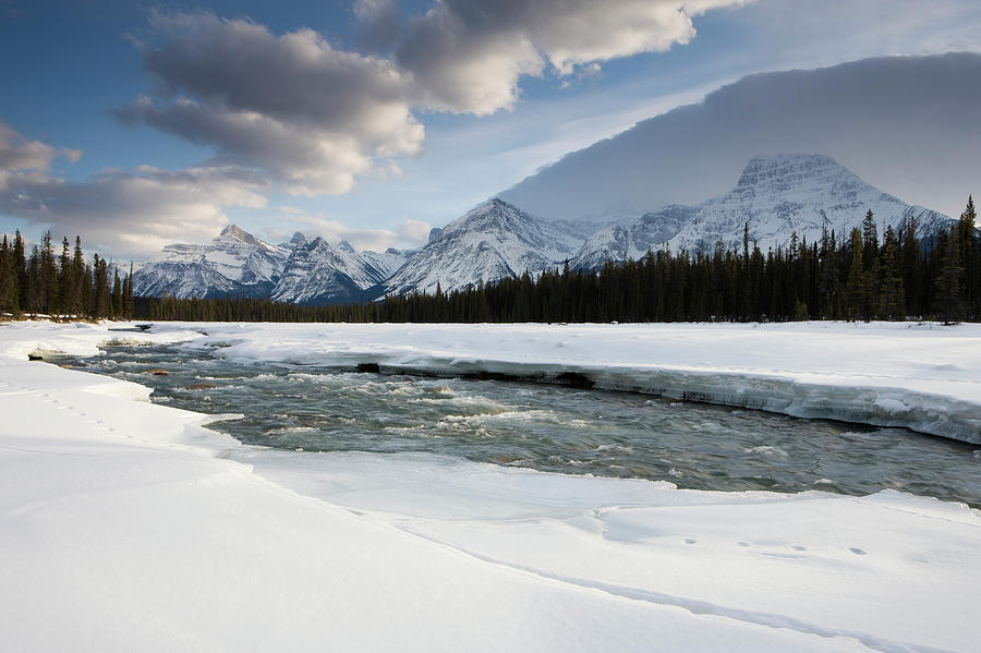 Rocky Mountains Over The Athabasca River #2 Photograph by Travelpix Ltd