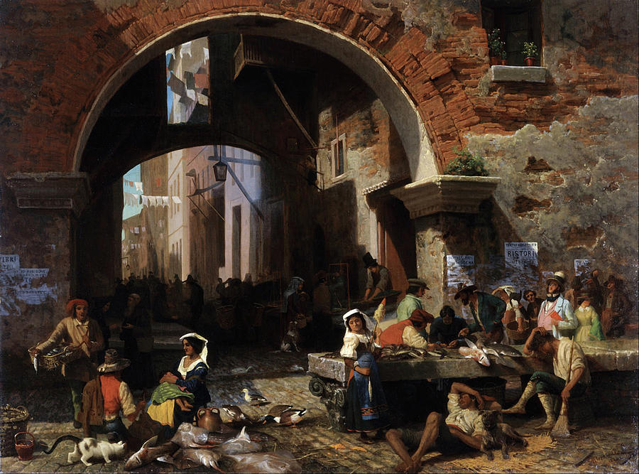 Roman Fish Market. Arch of Octavius #2 Painting by Albert Bierstadt