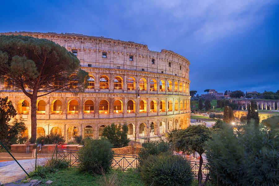 Architecture Photograph - Rome, Italy At The Colosseum At Night #2 by Sean Pavone