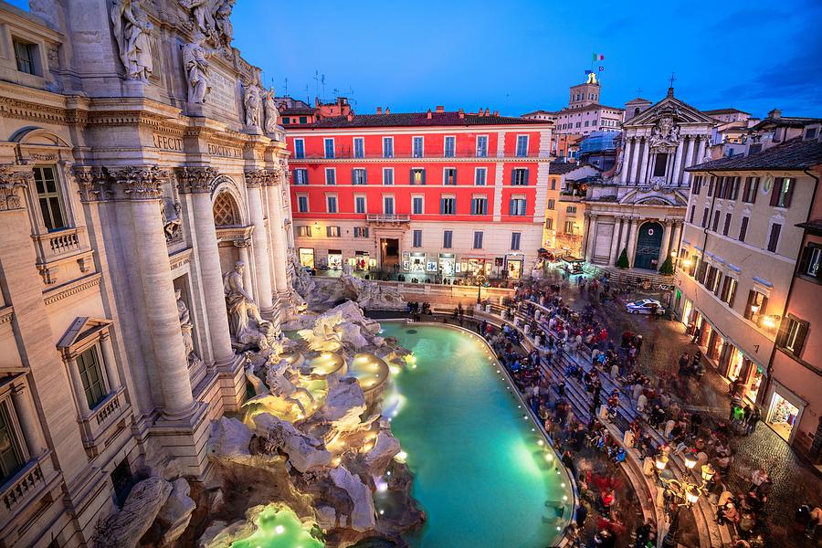 Architecture Photograph - Rome, Italy Overlooking Trevi Fountain #2 by Sean Pavone