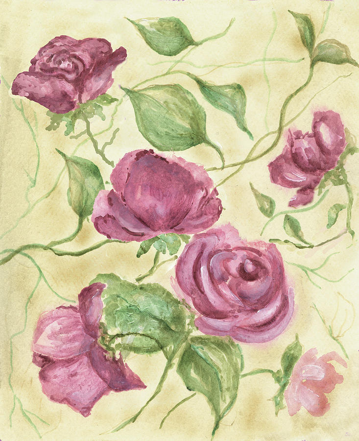 Purple Roses Painting - Roses #2 by Maria Trad