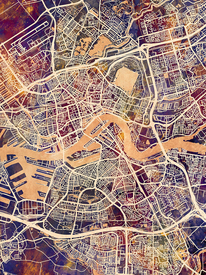Rotterdam Netherlands City Map #2 Digital Art by Michael Tompsett