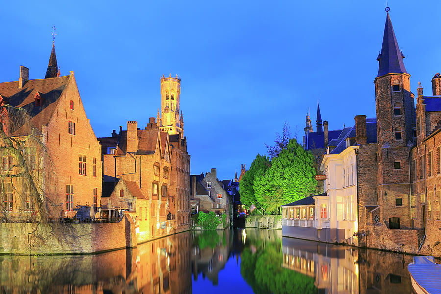 Rozenhoedkaai and the Belfry Bruges Flanders Belgium Photograph by Ivan ...