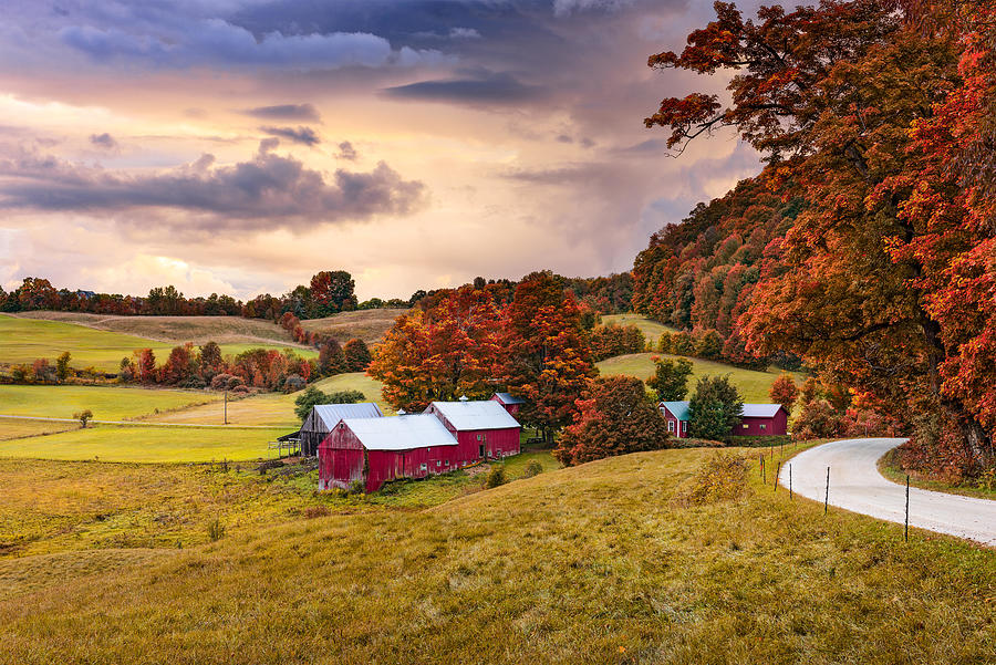 Landscape Photograph - Rural Autumn Jenne Farm In Vermont, Usa #2 by Sean Pavone