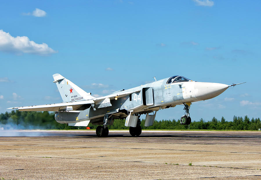 Russian Air Force Su-24 Landing Photograph by Giovanni Colla - Pixels