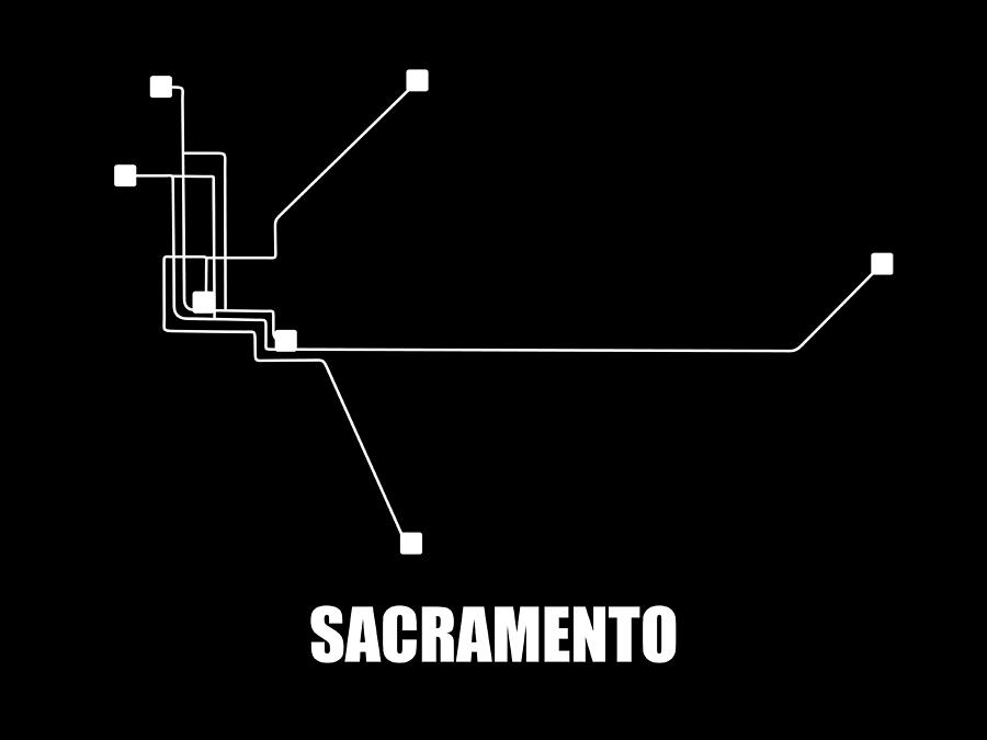 Sacramento Digital Art - Sacramento Black Subway Map #2 by Naxart Studio
