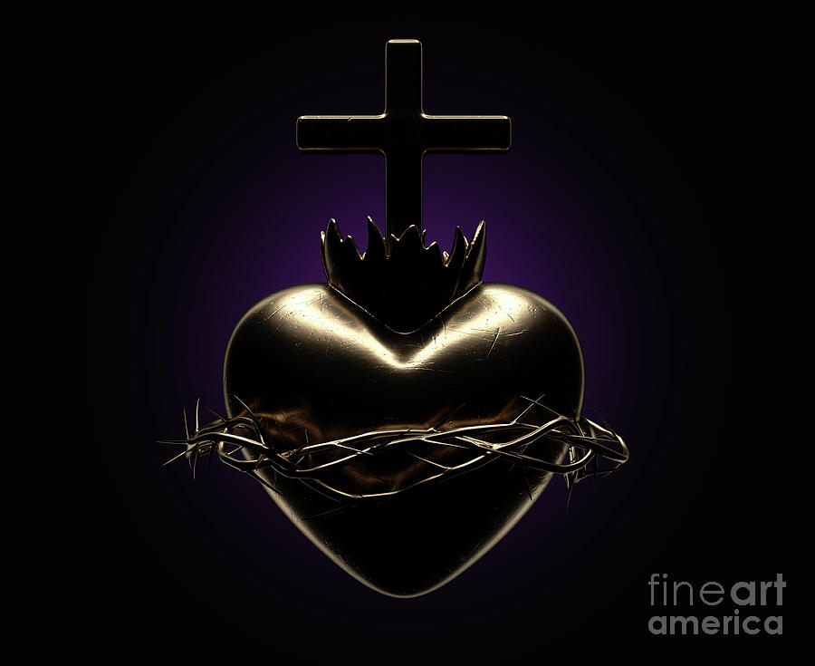 Jesus Christ Digital Art - Sacred Heart of Jesus Casting #2 by Allan Swart