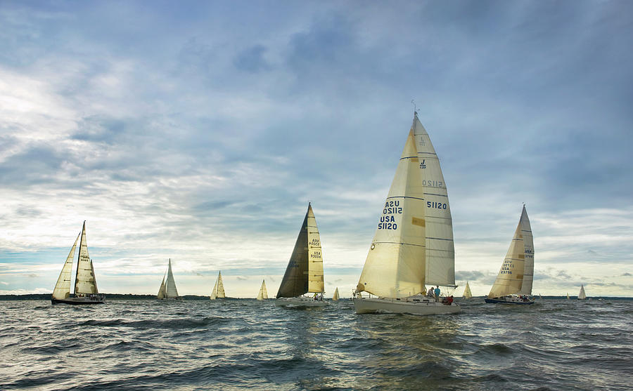 Sail Boats Racing, Chesapeake Bay #2 Photograph by Greg Pease
