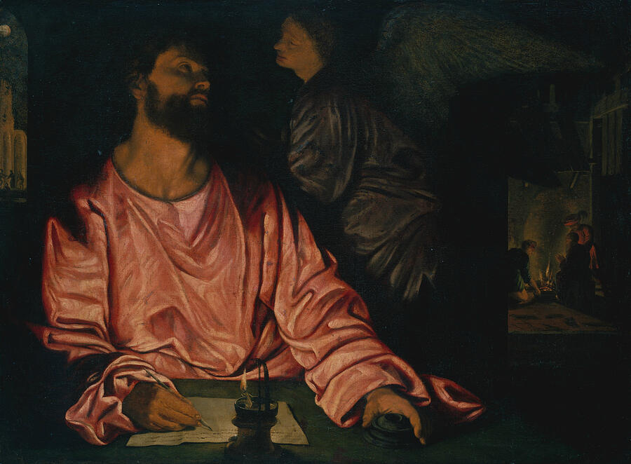 Saint Matthew and the Angel #2 Painting by Giovanni Gerolamo Savoldo