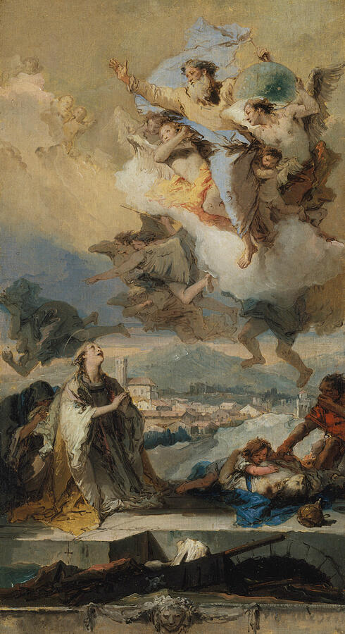 Saint Thecla Praying for the Plague-Stricken #2 Painting by Giovanni Battista Tiepolo