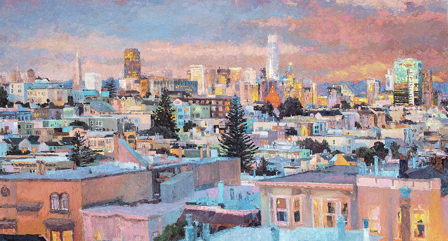 San Francisco Downtown Panorama #1 Painting by Judith Barath
