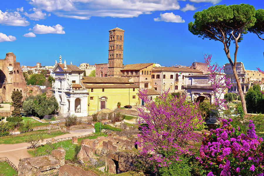 Scenic Springtime Panoramic View Over The Ruins Of The Roman For Photograph
