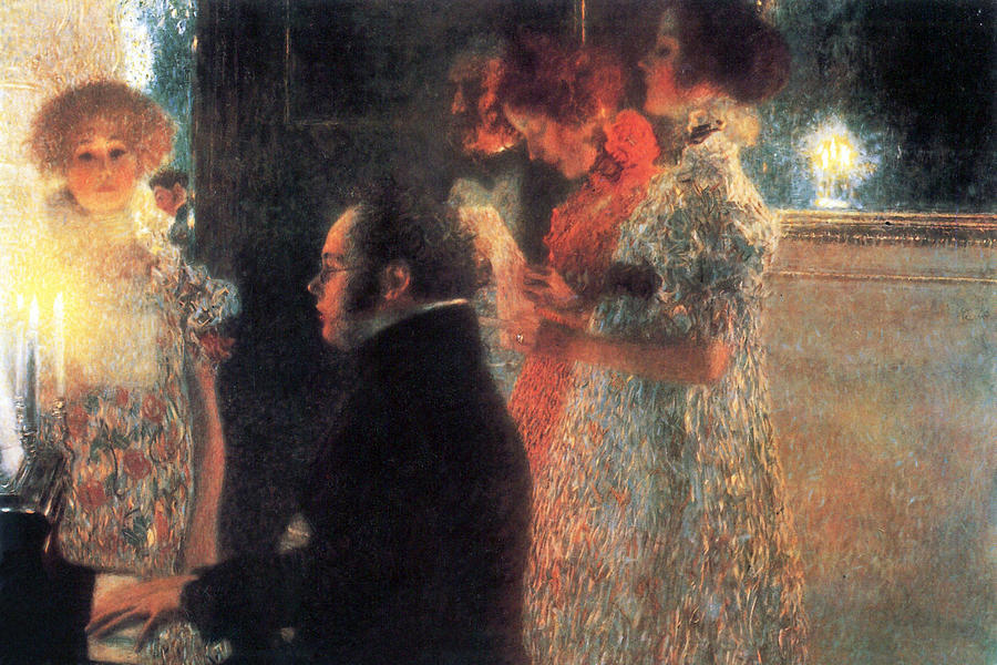 Schubert at the piano #2 Painting by Gustav Klimt