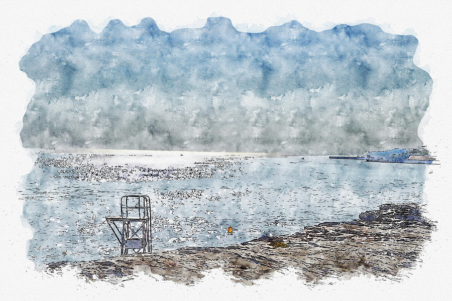 Sea #watercolor #sketch #sea #water #2 Digital Art by TintoDesigns