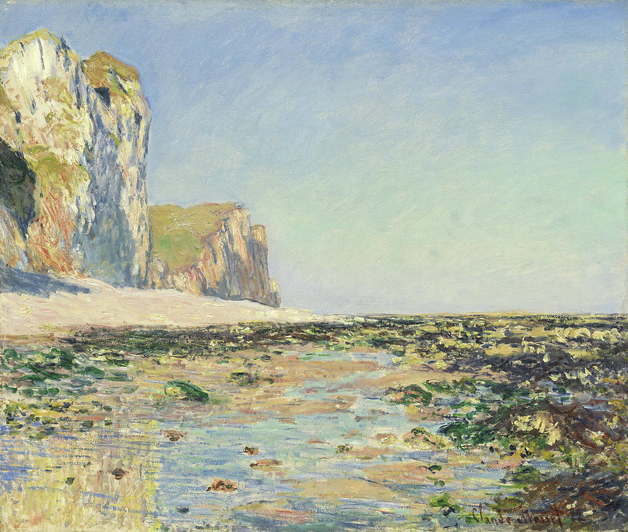 Seashore and Cliffs of Pourville in the Morning #2 Painting by Claude ...