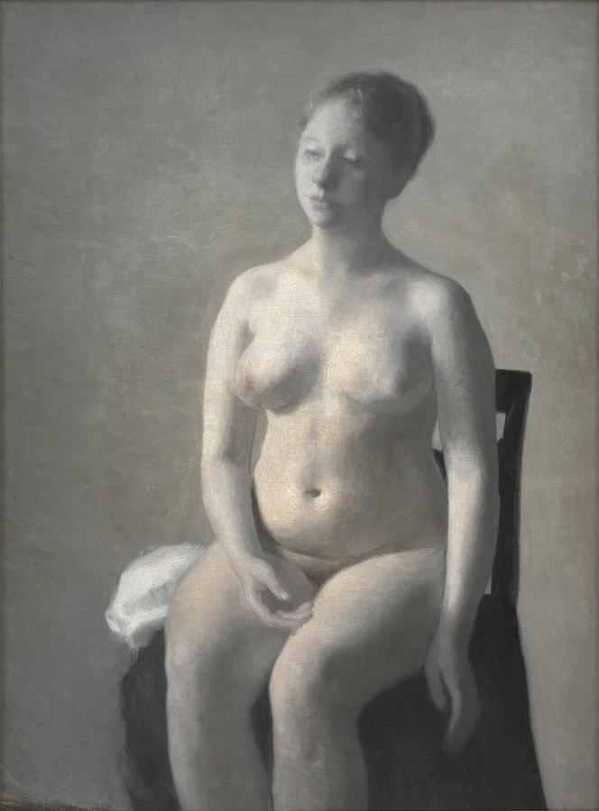 Nude Painting - Seated Female Nude by Vilhelm Hammershoi