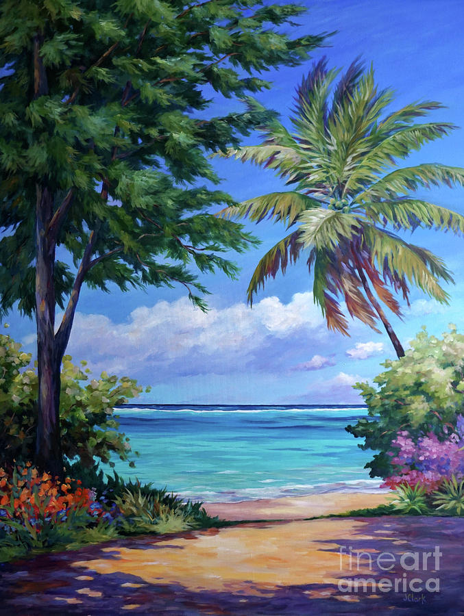 Cayman Painting - Secret Beach by John Clark