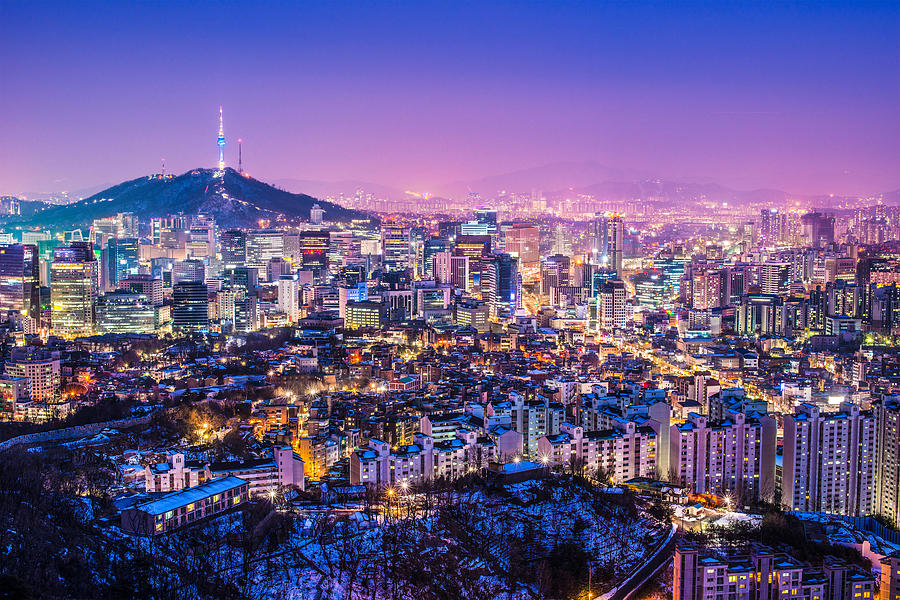 Cityscape Photograph - Seoul, South Korea Evening Skyline #2 by Sean Pavone