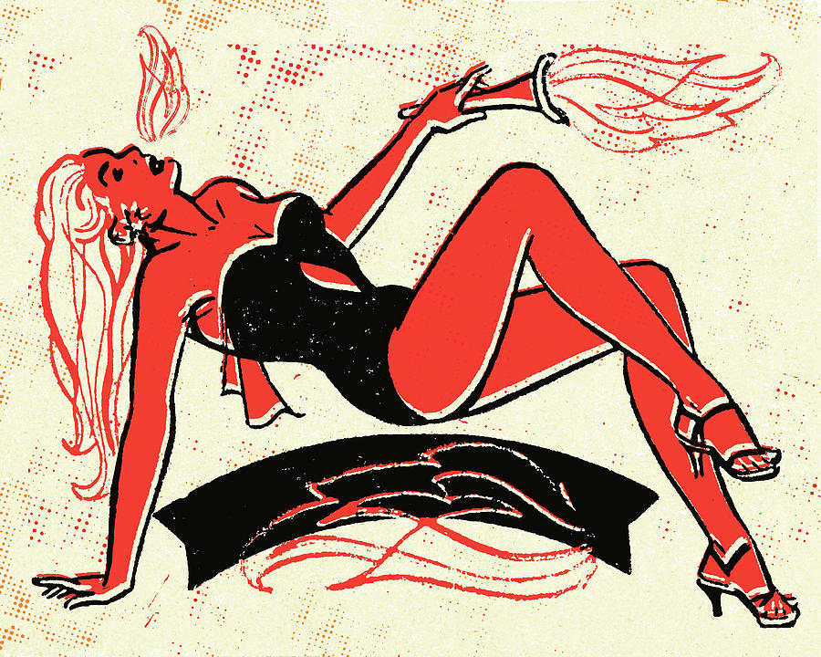 Vintage Drawing - Sexy Woman Posing #2 by CSA Images