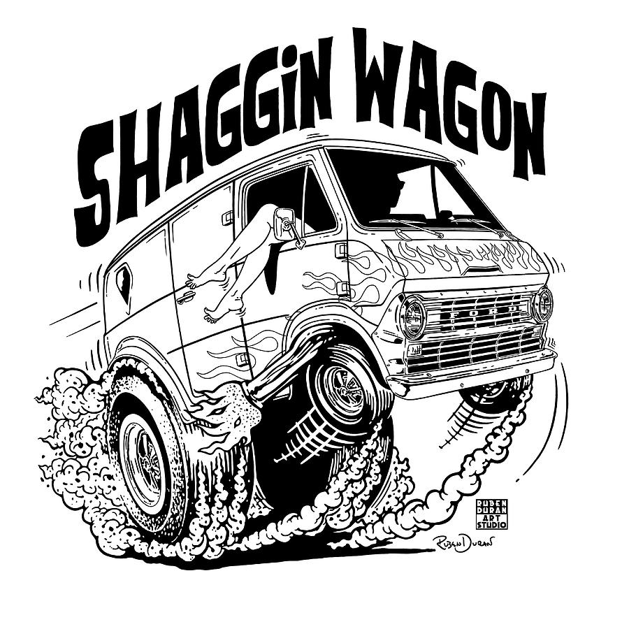 Hot Rod Digital Art - Shaggin Wagon #3 by Ruben Duran